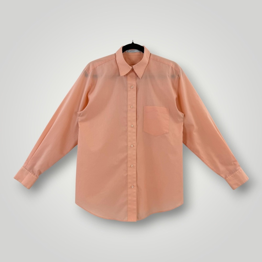 Foxcroft Shirt Womens 8 Orange Wrinkle Free Button Front Long Sleeve Top Pocket